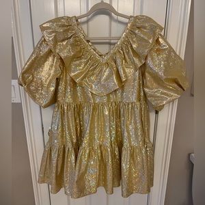 Queen of Sparkles Gold Holo Poof Dress New Without Tags